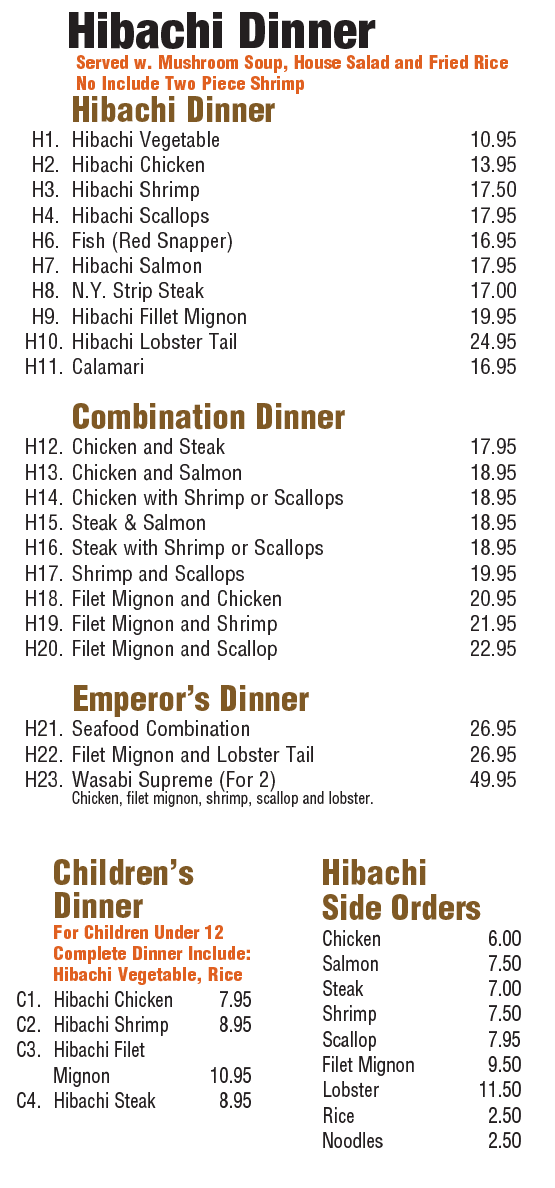 Wasabi Steak Japanese Restaurant Sushi & Hibachi 1262 Vocke Road